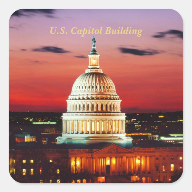 US-Hauptstadt-Gebäude Quadratischer Aufkleber (Vorderseite)