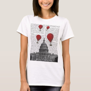 US-Hauptstadt Gebäude und Red Hot Air Balloons T-Shirt
