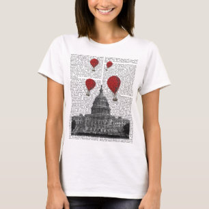 US-Hauptstadt Gebäude und Red Hot Air Balloons T-Shirt