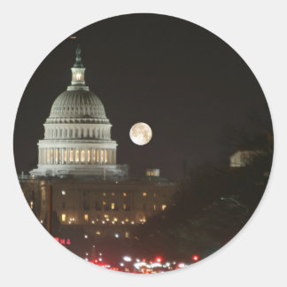 US-Hauptstadt Gebäude Vollmond Runder Aufkleber