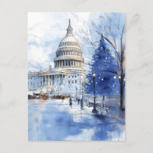 US Hauptstadt Hill Weihnachts Postcard Illustratio Postkarte
