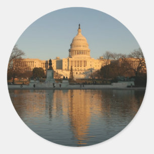 US-Hauptstadts-Gebäude-Sonnenuntergang Runder Aufkleber