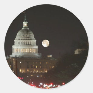 US-Hauptstadts-Gebäude-Vollmond Runder Aufkleber