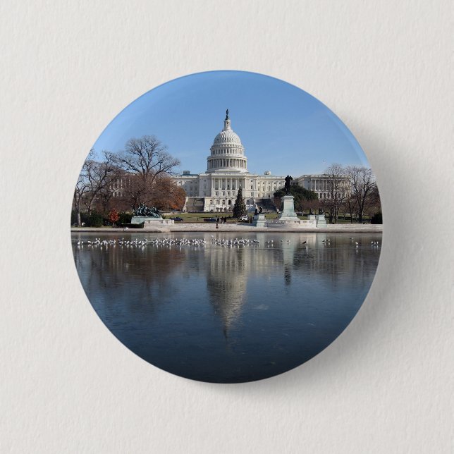 US-Hauptstadts-Gebäude-Winterbild Button (Vorderseite)