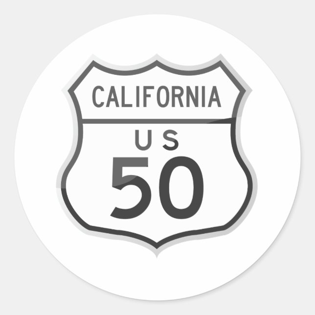 US Highway 50 California Road Trip Runder Aufkleber (Vorderseite)