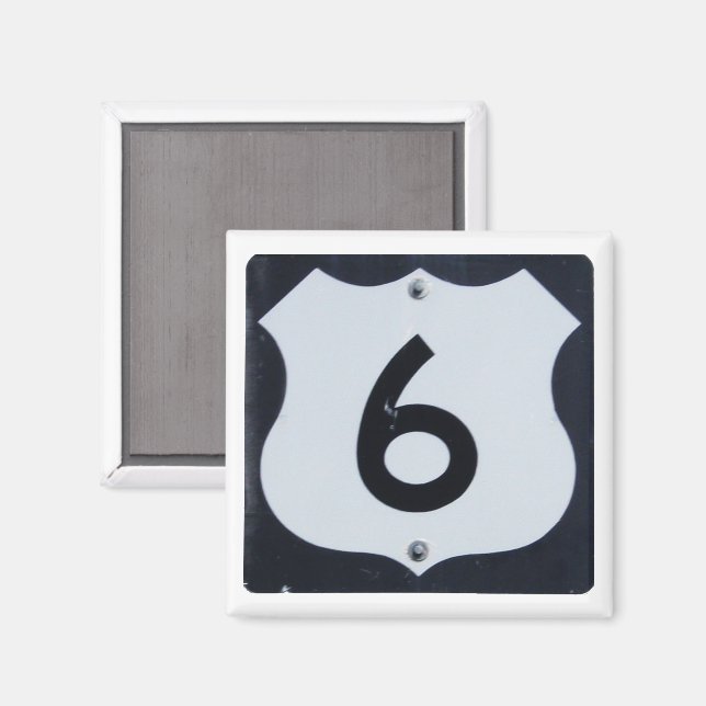 US Highway 6 Road Sign Magnet (Vorderseite/Rückseite)