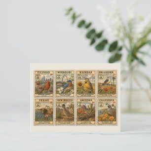 US Highway Stamps Retro Schreibwaren Postkarte