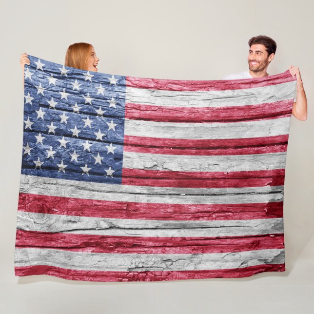 US-Holzflagge Fleecedecke (Beispiel)