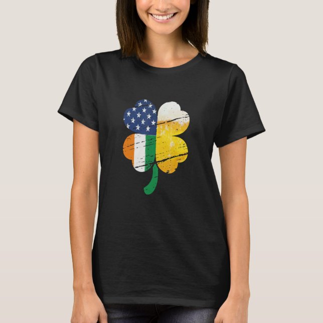 US Irish Flag Drinking Beer T-Shirt (Vorderseite)