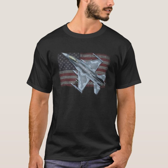 US Jet Fighter Jet Plane Pilot   T-Shirt (Vorderseite)