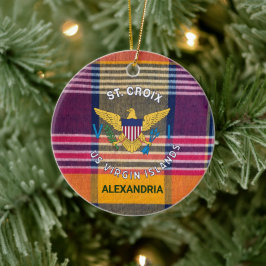 US Jungfrau Islands Flag St. Croix Madras Kariert Keramik Ornament