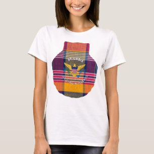 US Jungfrau Islands Flag St. Croix Madras Kariert T-Shirt