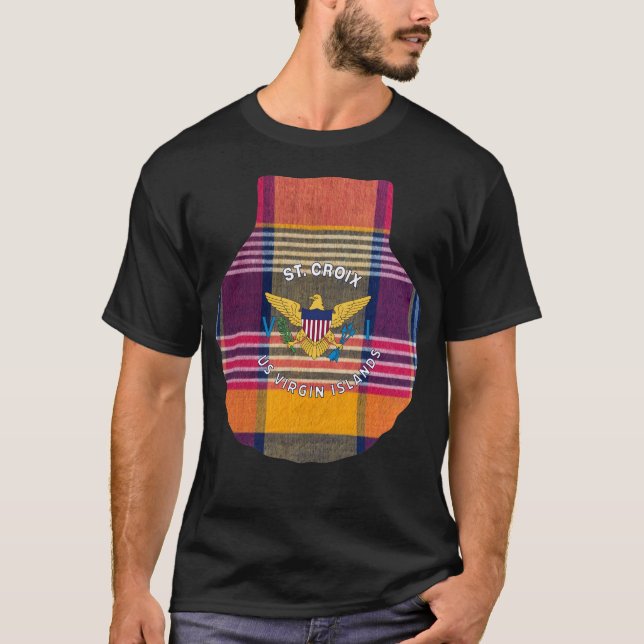 US Jungfrau Islands Flag St. Croix Madras Kariert T-Shirt (Vorderseite)