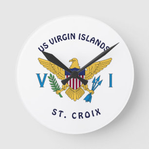 US Jungfrau Islands Flag St. Croix Personalize Runde Wanduhr