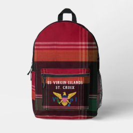 US Jungfrau Islands Flag St. Croix USVI Madras Bedruckter Rucksack
