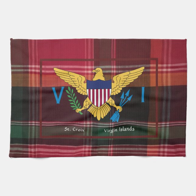 US Jungfrau Islands Flag St. Croix USVI Madras Geschirrtuch (Horizontal)