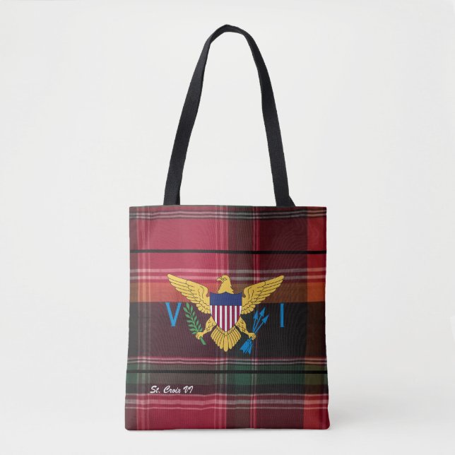 US Jungfrau Islands Flag St. Croix USVI Madras Tasche (Vorderseite)