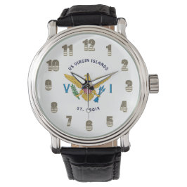 US Jungfrau Islands Flag St. Croix USVI Personaliz Armbanduhr