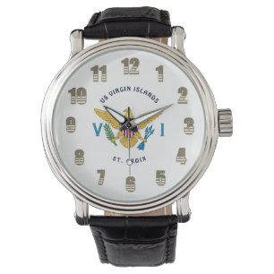 US Jungfrau Islands Flag St. Croix USVI Personaliz Armbanduhr