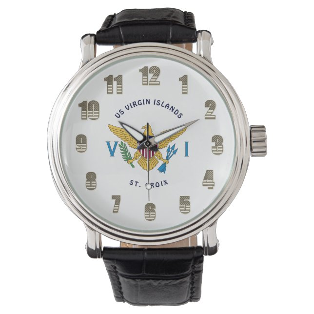 US Jungfrau Islands Flag St. Croix USVI Personaliz Armbanduhr (Vorderseite)