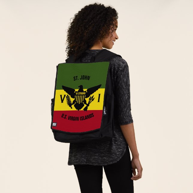 US Jungfrau Islands Flag St. John, Red Yellow Gree Rucksack (Ausgewaschen)