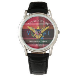 US Jungfrau Islands Flag St. Thomas Madras Custom Armbanduhr