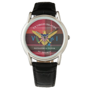 US Jungfrau Islands Flag St. Thomas Madras Custom  Armbanduhr