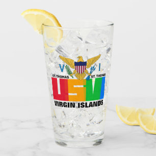 US Jungfrau Islands Flag St. Thomas USVI Karibik Glas