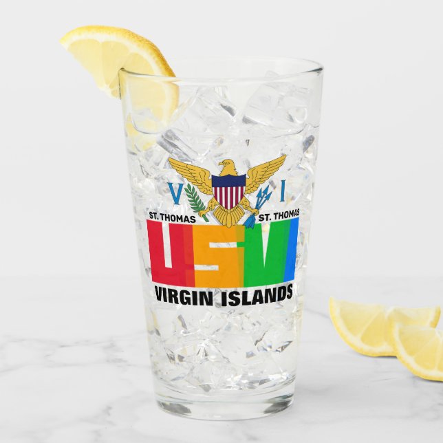 US Jungfrau Islands Flag St. Thomas USVI Karibik Glas (Vorderseite Ice)
