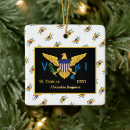 US Jungfrau Islands Flag St. Thomas USVI Personali Keramikornament