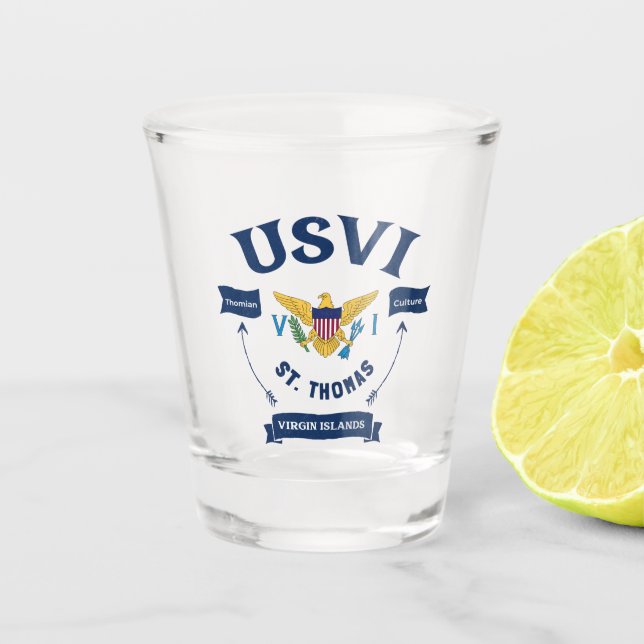 US Jungfrau Islands Flag St. Thomas USVI Tropical Schnapsglas (Vorderseite)