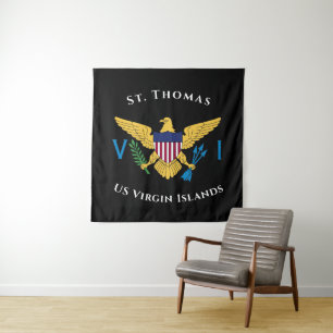 US Jungfrau Islands Flag St. Thomas USVI Tropical Wandteppich