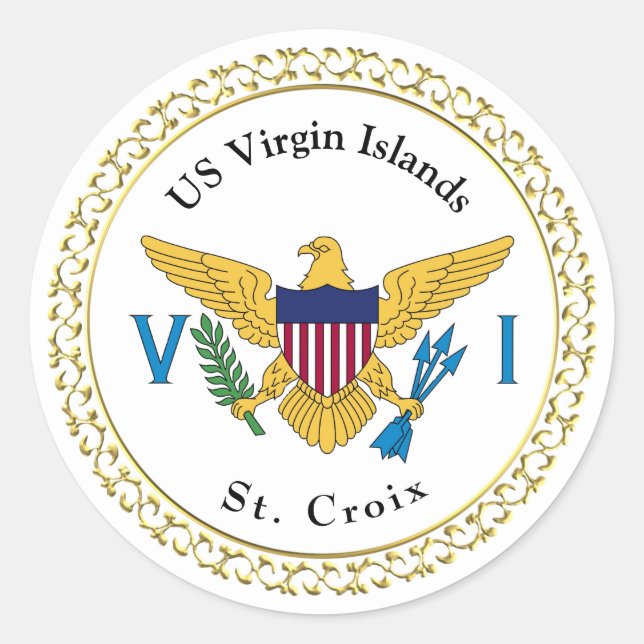 US Jungfrau Islands Flag USVI St Croix Runder Aufkleber (Vorderseite)