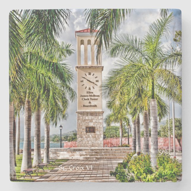 US Jungfrau Islands St. Croix Caribbean Palm Trees Steinuntersetzer (Vorderseite)
