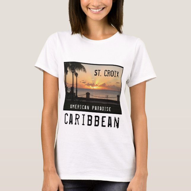 US Jungfrau Islands St. Croix USVI Sunset Tropical T-Shirt (Vorderseite)