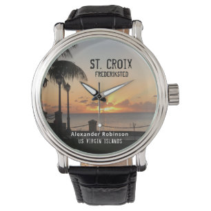 US Jungfrau Islands St. Croix USVI Tropical Sunset Armbanduhr
