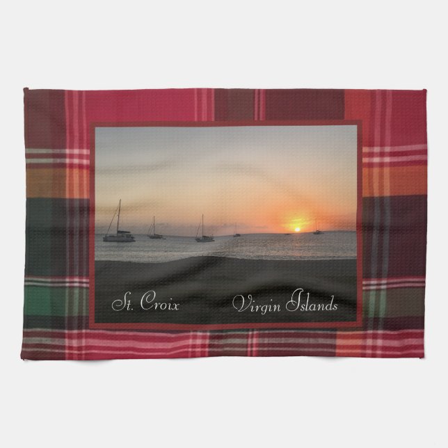 US Jungfrau Islands Sunset St Croix USVI Madras Geschirrtuch (Horizontal)