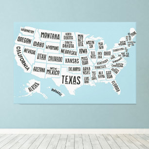 US-Karte mit Staat-Namen United Staaten 60x40 inch Fotodruck