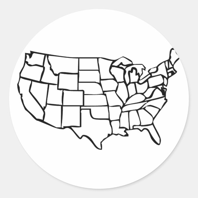 US-Karte Runder Aufkleber (Vorderseite)