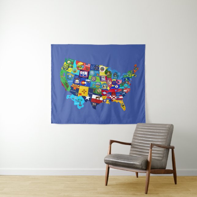 US-Karte Wandteppich (Beispiel (Horizontal))