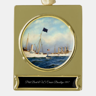 US-Kreuzer Brooklyn 1897 Banner-Ornament Gold