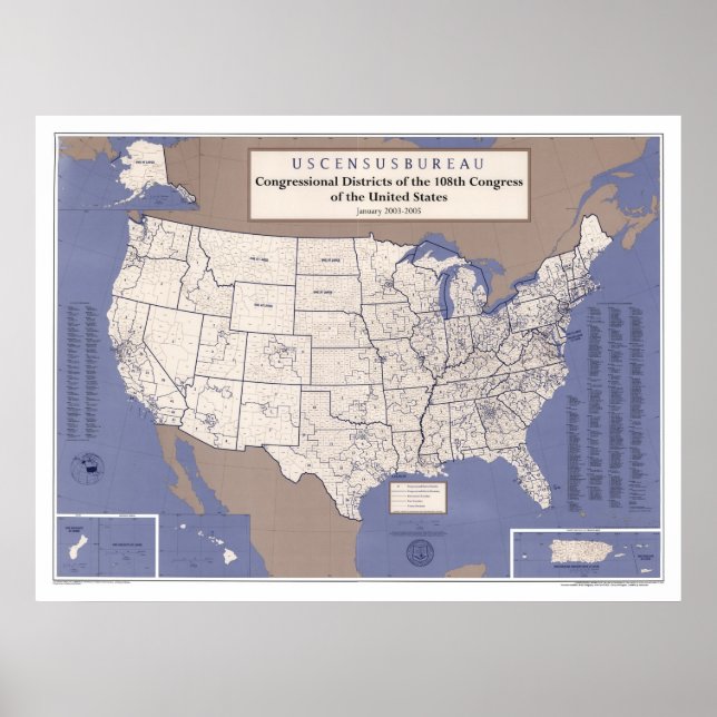 US-Landkarte im Kongressbereich Poster (Vorne)