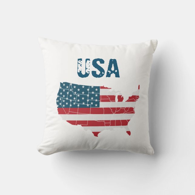 US-Landkarte und US Flagge Kissen (Vorderseite)
