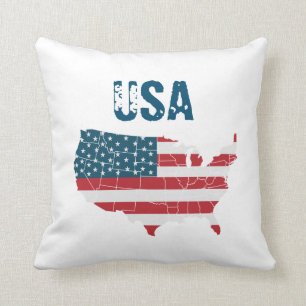 US-Landkarte und US Flagge Kissen