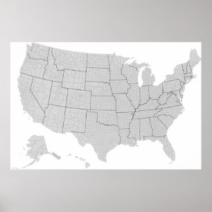 US-Landkreis-Karte der Staaten Poster