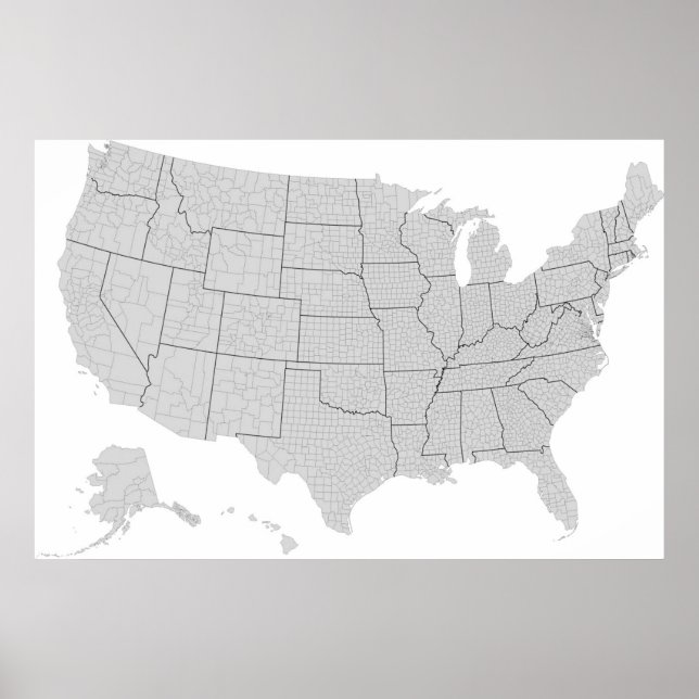US-Landkreis-Karte der Staaten Poster (Vorne)