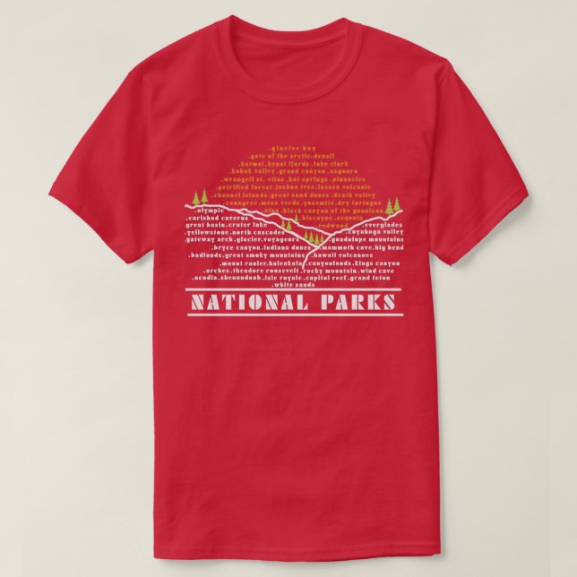 US-Liste der Nationalparks T-Shirt (Design vorne)
