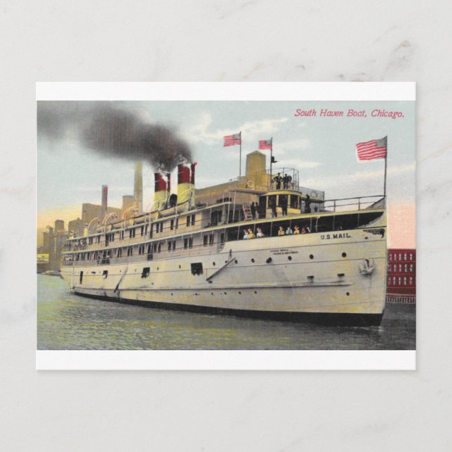 US Mail Boat, Chicago, 1910 - South Haven Boat  Postkarte (Vorderseite)