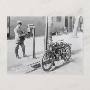 US Mailman & Motorcycle Postkarte