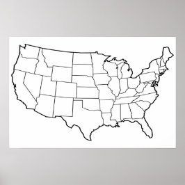 US Map Blank Kontur United Staaten Poster
